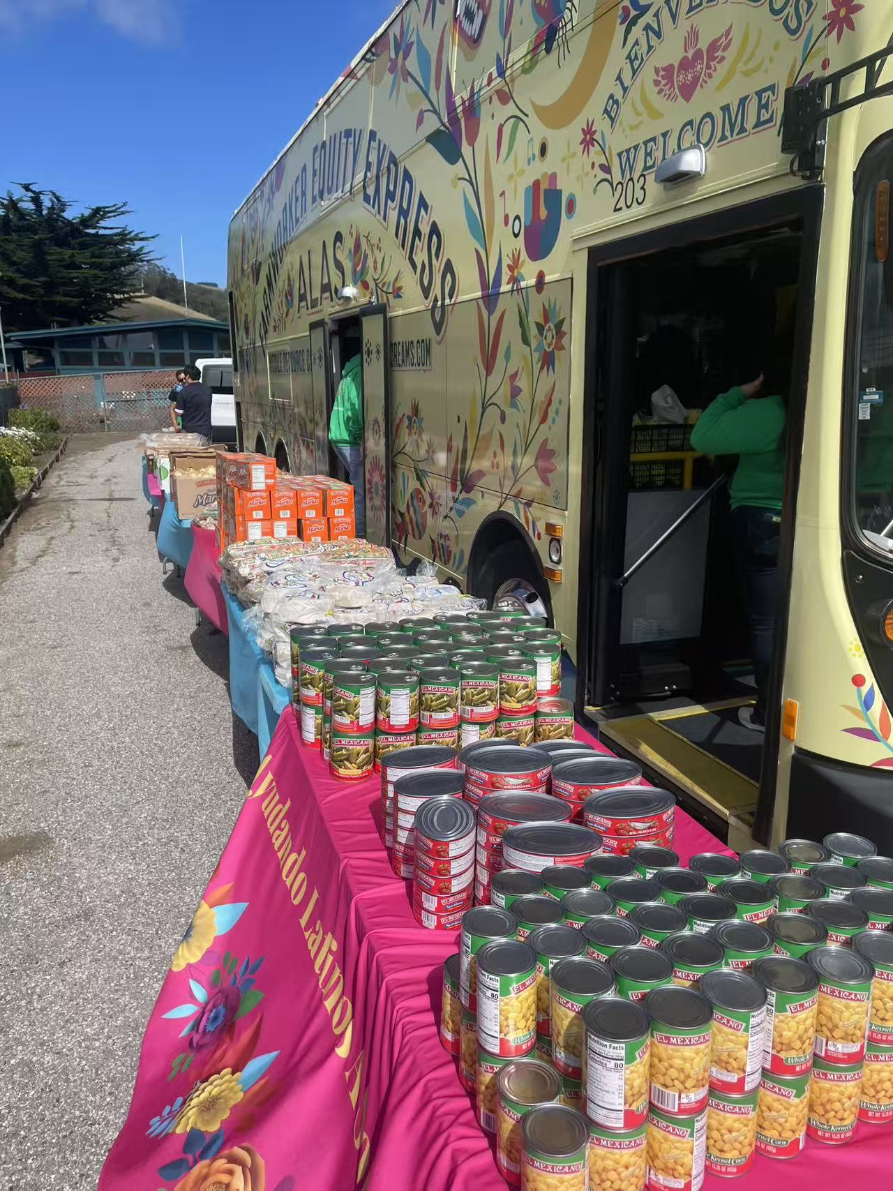 Food distribution at the Farmworker Equity Express