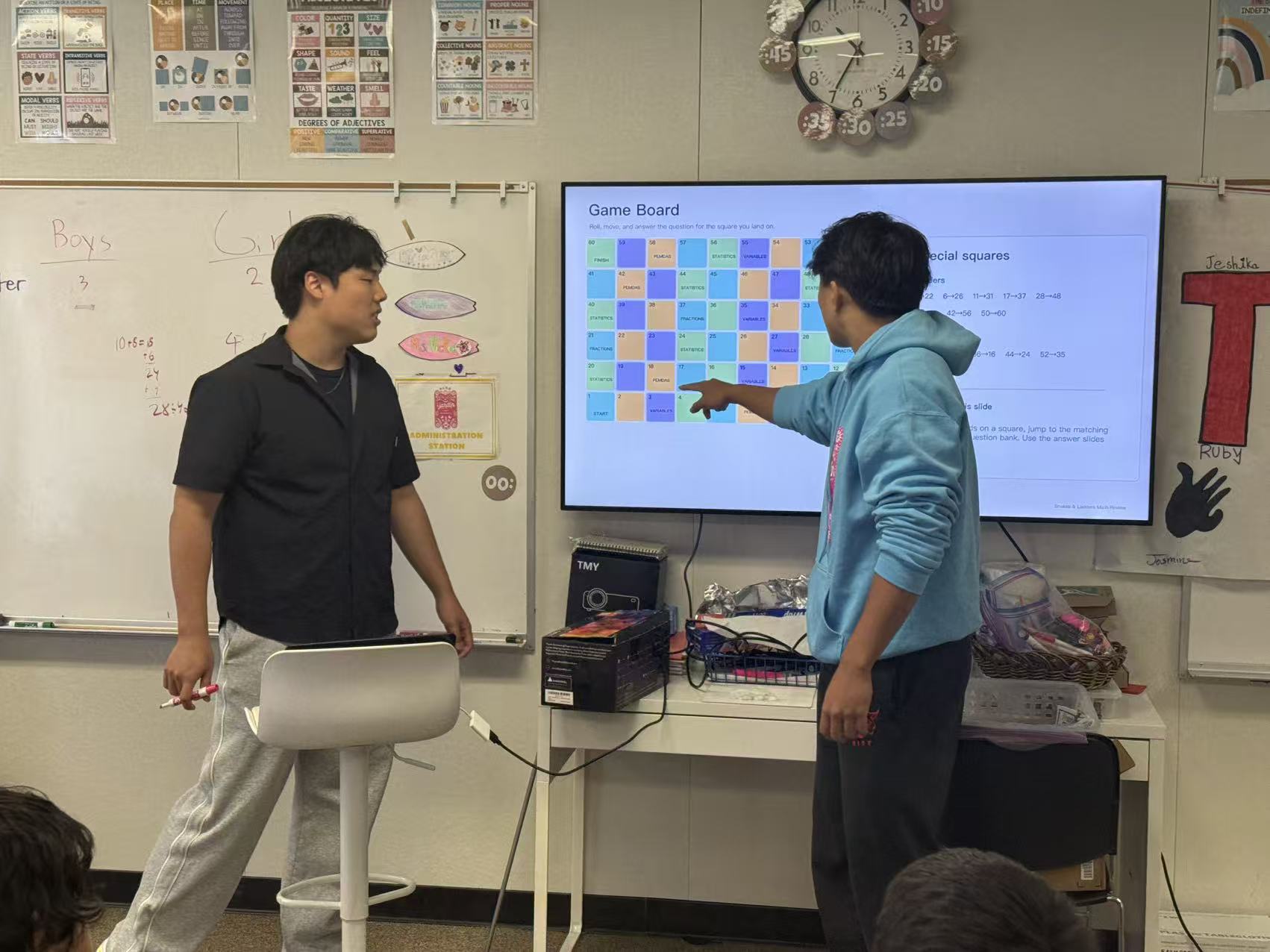Reviewing with the math game board
