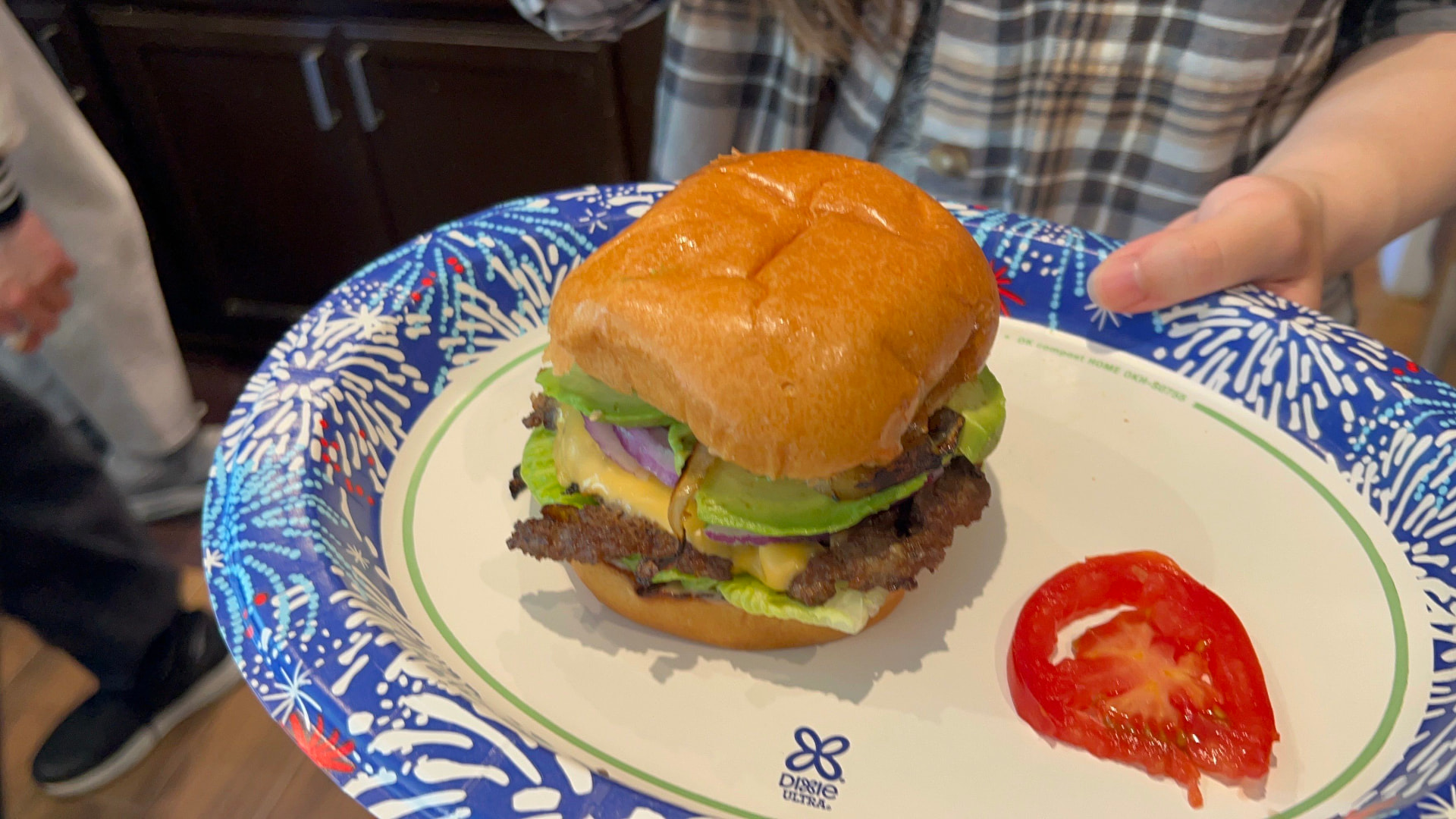 The finished burger