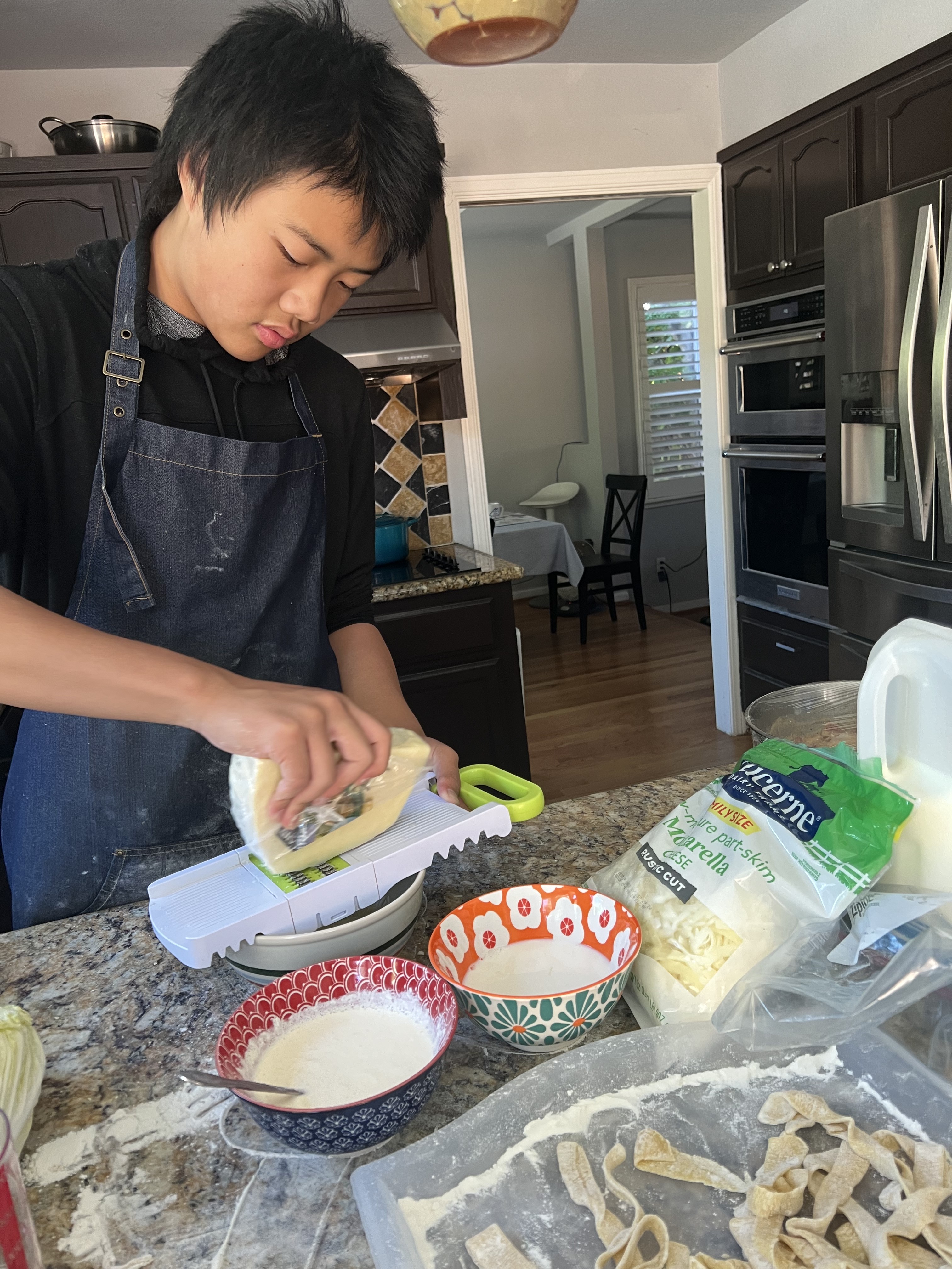 Grating the cheese