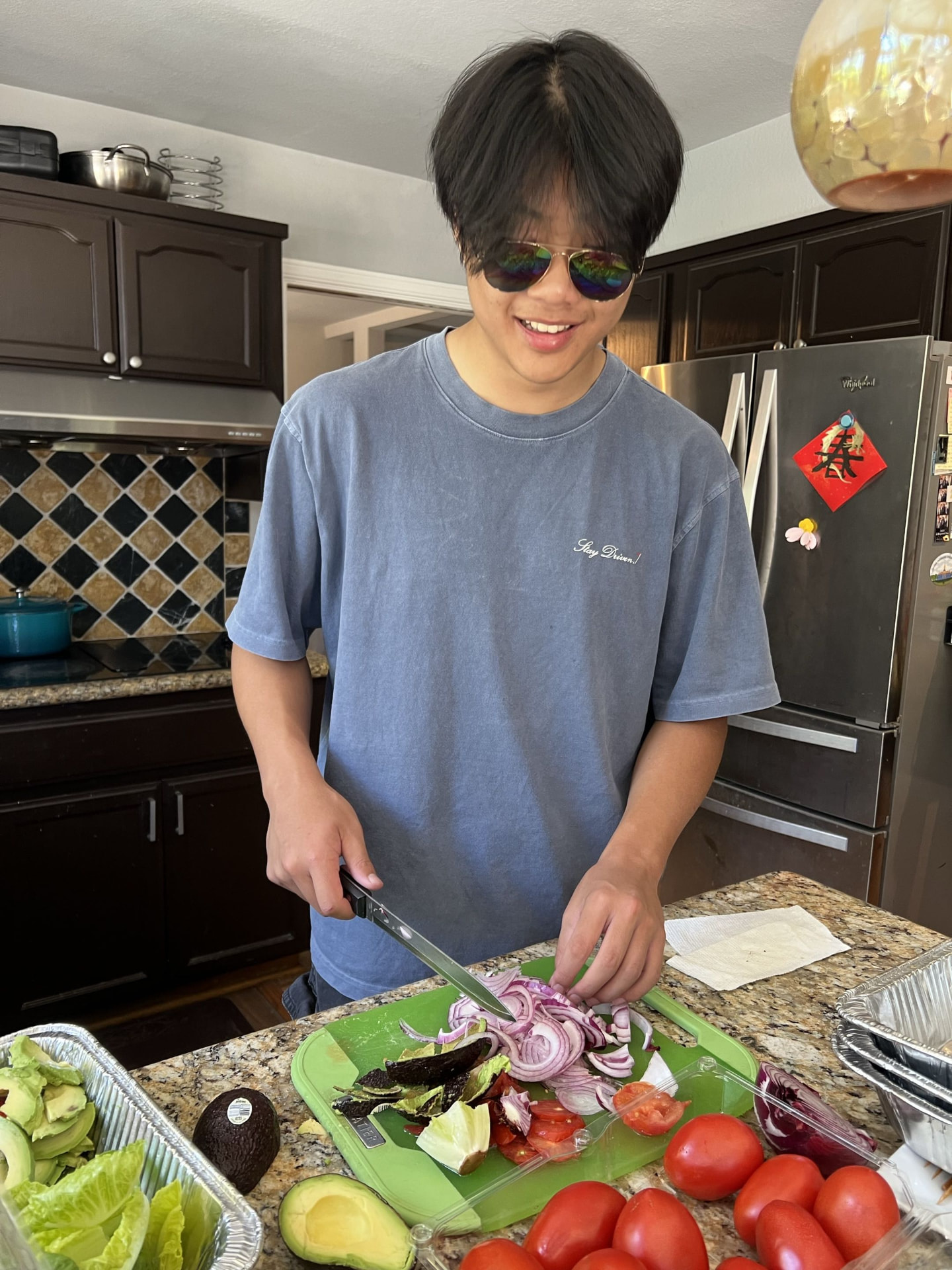 Slicing the onions