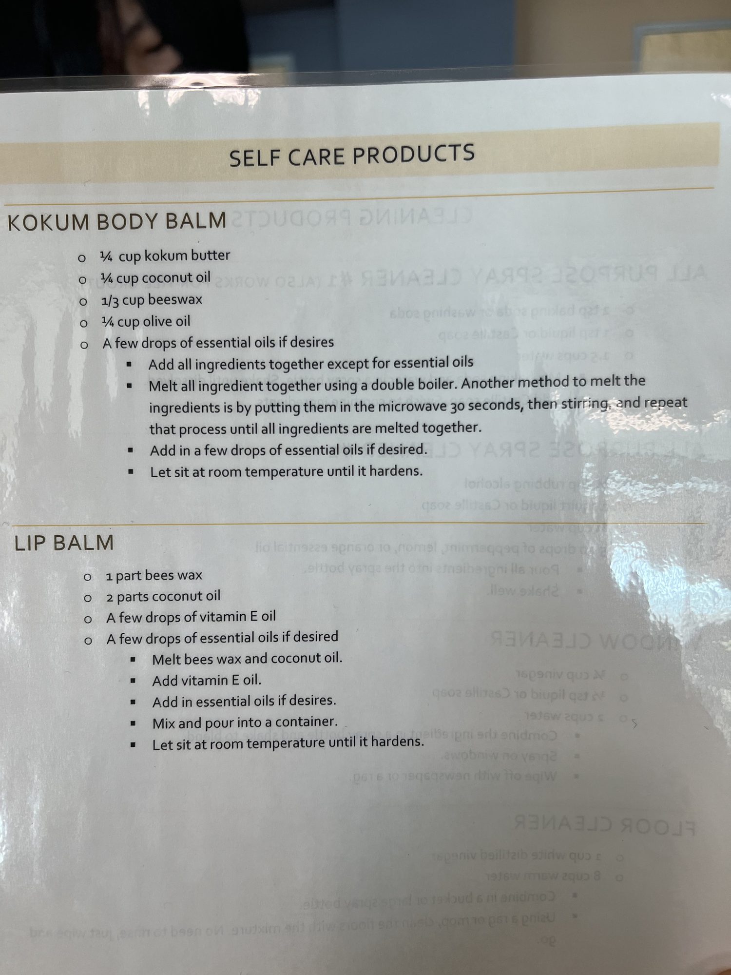 Body balm & lip balm material list