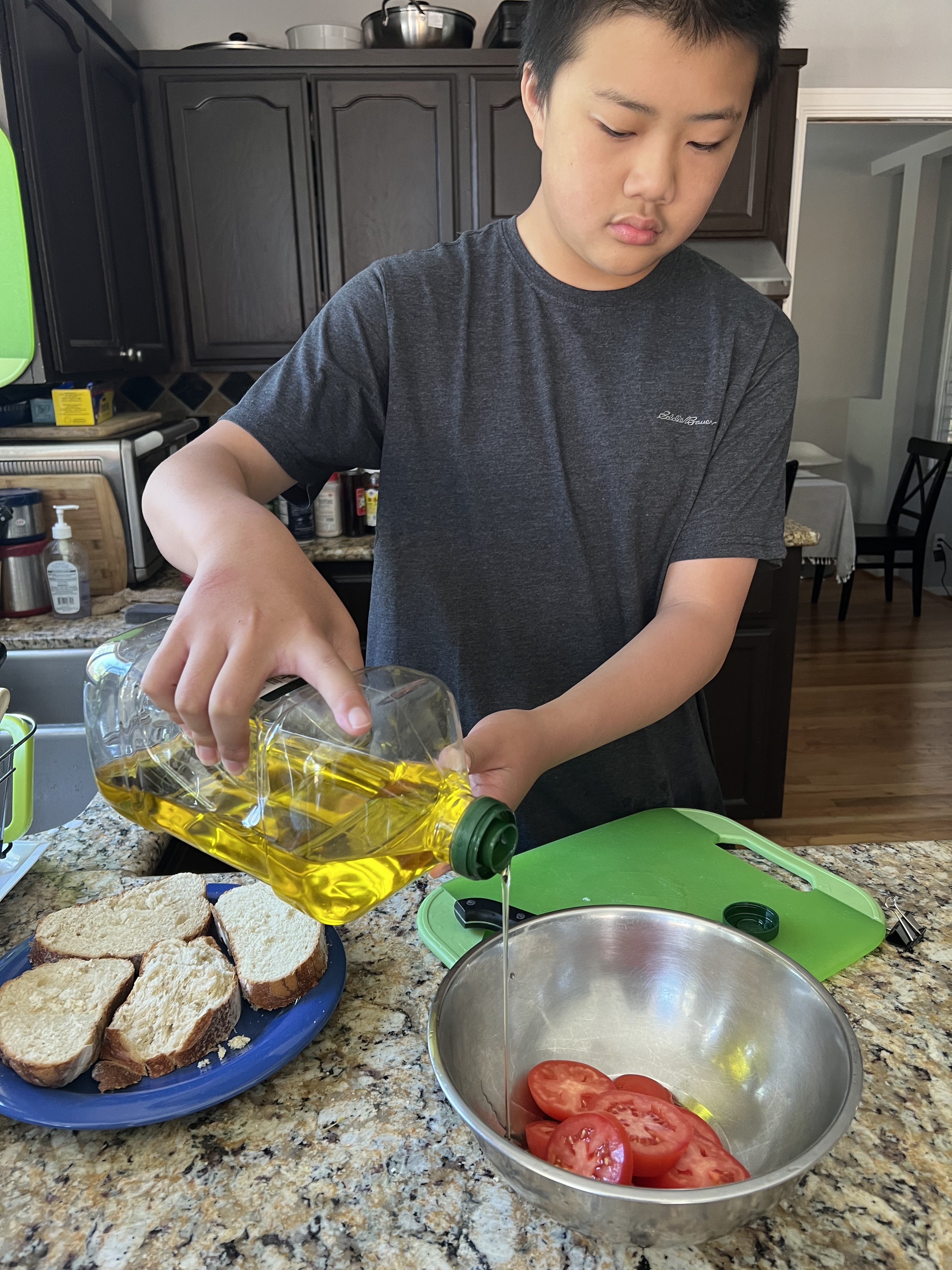 A pour of olive oil